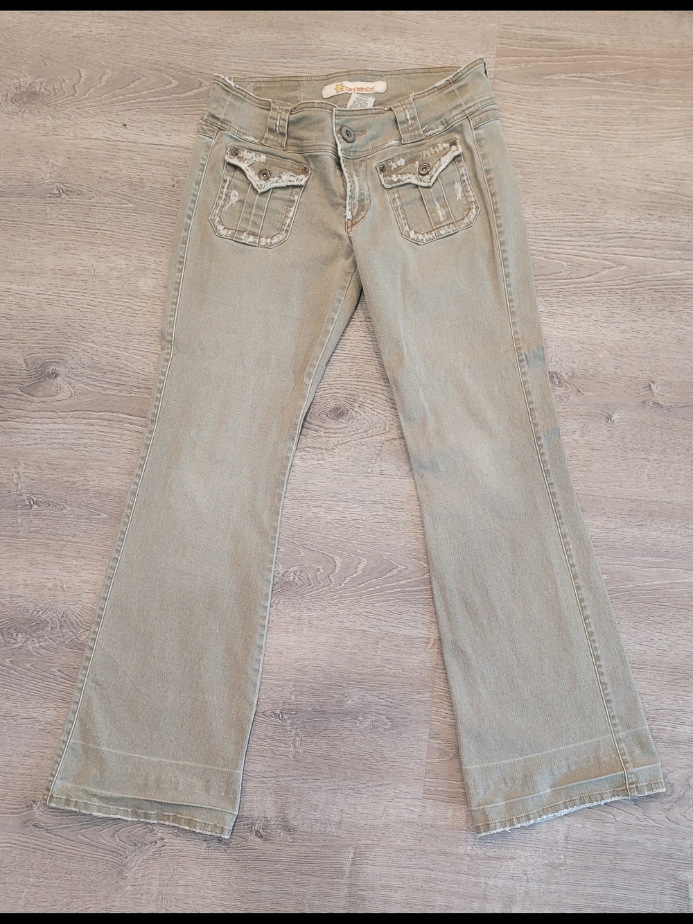 Z. Cavaricci Y2K Olive Green Flare Jeans Size 11